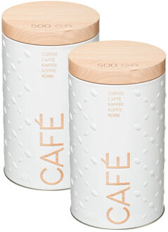 5five Koffie voorraadbus/bewaarblik - 2x - metaal - 19 x 11 cm - 500 gram