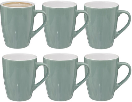 5five Koffiemokken Colorama - 12x stuks - Keramiek - mintgroen - 380 ml - 9 x 11 cm