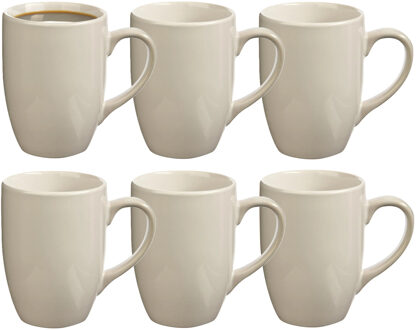 5five Koffiemokken Colorama - 6x stuks - Keramiek - wit - 380 ml - 9 x 11 cm