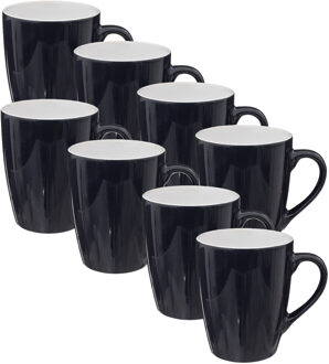 5five Koffiemokken Colorama - 8x stuks - Keramiek - blauw - 380 ml - 9 x 11 cm