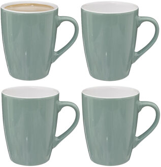 5five Koffiemokken Colorama - 8x stuks - Keramiek - mintgroen - 380 ml - 9 x 11 cm