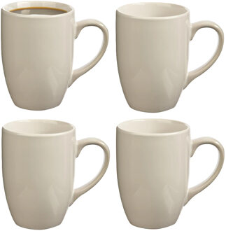5five Koffiemokken Colorama - 8x stuks - Keramiek - wit - 380 ml - 9 x 11 cm