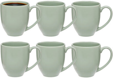 5five Koffiemokken Venice - 12x stuks - Keramiek - mintgroen - 480 ml - 9 x 11 cm