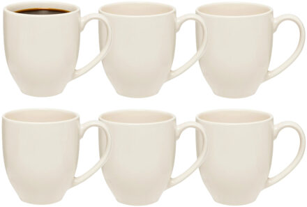 5five Koffiemokken Venice - 12x stuks - Keramiek - wit - 480 ml - 9 x 11 cm