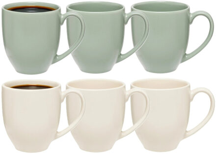 5five Koffiemokken Venice - 6x stuks - Keramiek - in 2 kleuren - 480 ml - 9 x 11 cm