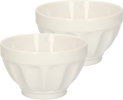 5five Kommetjes/serveer schaaltjes - 2x - Colorama - keramiek - D14 x H9 cm - ivoor wit - Stapelbaar