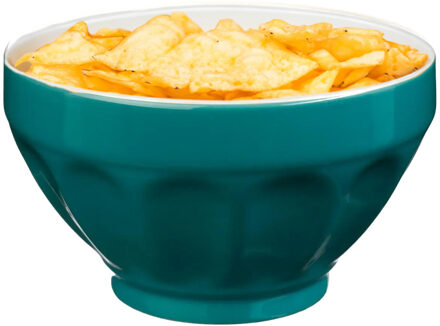 5five Kommetjes/soepkommen schaaltjes - 1x - Colorama - keramiek - D14 x H9 cm - aqua blauw - Stapelbaar