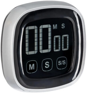 5five Kookwekker/eierwekker Clockwise Digital - zilver - kunststof - 7 x 7 cm - minuten telling - met magn