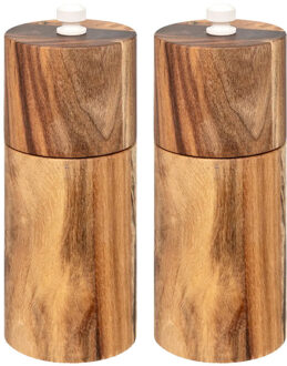 5five Kruidenmolen - 2x - Harmony?- acacia hout - 12.5 cm - peper/zout -?Kruidenset