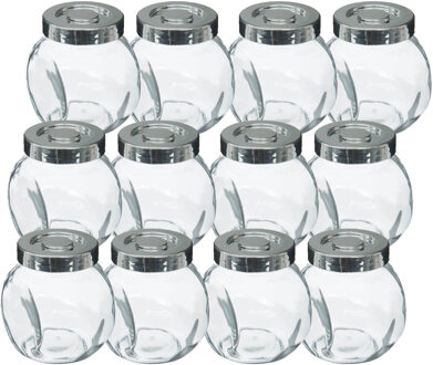 5five Kruidenpotten set - 12x stuks van 200 ml - glas - met rvs deksel - luchtdicht