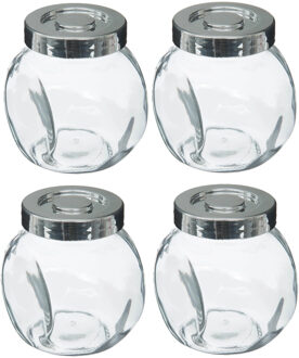 5five Kruidenpotten set - 4x stuks van 200 ml - glas - met rvs deksel - luchtdicht
