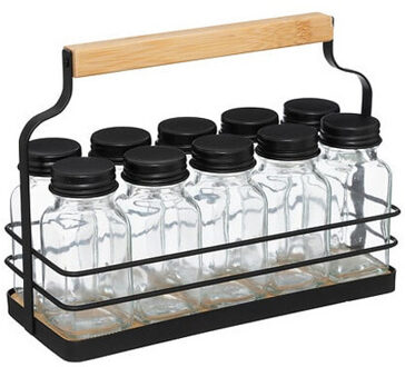 5five Kruidenrekje - 10 kruidenpotjes - 21 x 16 cm - metaal?- kruiden potjes - keuken