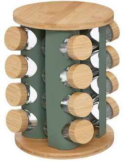 5five Kruidenrekje - 13 kruidenpotjes - D21 cm - groen / bamboe?- kruiden potjes - keuken