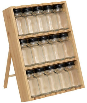 5five Kruidenrekje - 15 kruidenpotjes - 23 x 31 cm - bamboe?- kruiden potjes - keuken