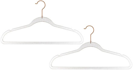 5five kunststof kledinghangers met glitters - Set van 16x stuks - koper - 45 x 24 cm - Kledingkast