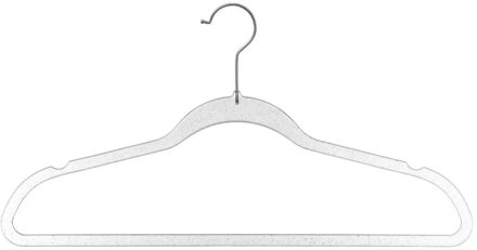 5five kunststof kledinghangers met glitters - Set van 8x stuks - zilver - 45 x 24 cm - Kledingkast