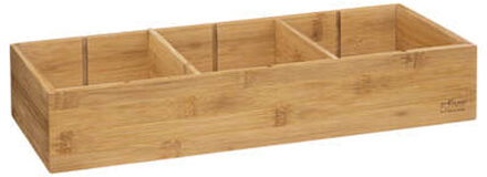 5five Lade/kast/badkamer organizer - 3 vaks - L38 x B15 x H7 cm - bamboe hout - lichtbruin - Opbergmanden