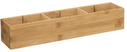 5five Lade/kast/badkamer organizer - 3 vaks - L38 x B8 x H7 cm - bamboe hout - lichtbruin - Opbergmanden