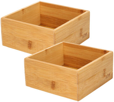5five lade orgaiseer bakjes - 3x - sorteer box - bamboe hout - 15 x 15 x 7 cm - Deviders