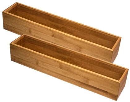 5five lade orgaiseer bakjes - 3x - sorteer box - bamboe hout - 38 x 8 x 7 cm - Deviders