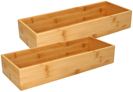 5five lade orgaiseer bakjes - 4x - sorteer box - bamboe hout - 38 x 15 x 7 cm - Deviders