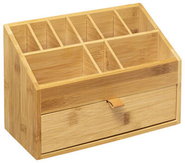 5five Ladeblokje/bureau organizer 1x lades en vakjes - bamboe hout - L26 x B12 x H18 cm - pennenbak