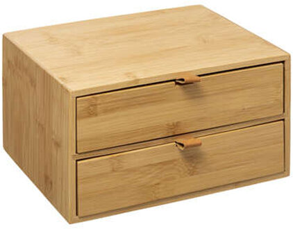 5five Ladeblokje/bureau organizer 2x lades - bamboe hout - L25 x B14 x H20 cm - lichtbruin