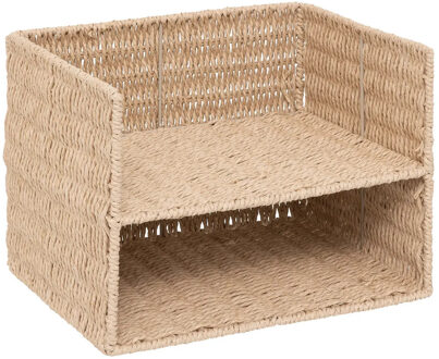 5five Lectuurbak/documenten opbergbak - naturel koord - metaal/touw - L32 x B24 x H25 cm