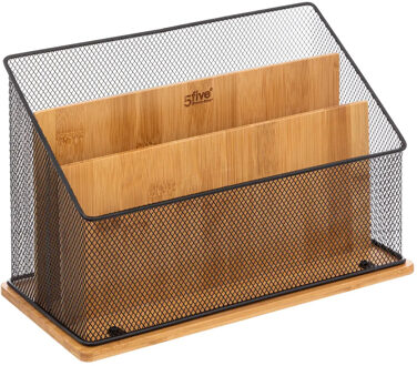 5five Lectuurbak/tijdschriftenrek - mesh - 29 x 14 x 20 cm - bamboe