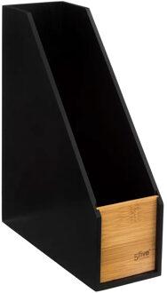 5five Lectuurbak/tijdschriftenrek - zwart - 9 x 25 x 30 cm - hout