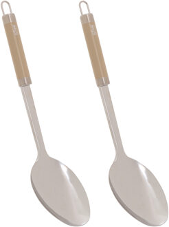 5five lepel Paris - 2x - 32 cm - RVS - aluminium - beige/zilver - keukengerei