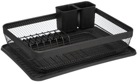 5five Luxe afdruiprek - zwart - met lekbak - 43 x 32 cm - metaal - Afwassen - afwasrek
