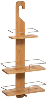 5five Luxe doucherekje/badkamerrekje 3 lagen bamboe hout met ophanghaak 31 x 12 x 70 cm