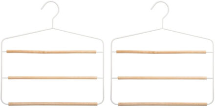 5five Luxe kledinghanger/broekhanger voor 3 broeken - Set van 3x stuks - wit - 35 x 36 cm - Kledingkast ha
