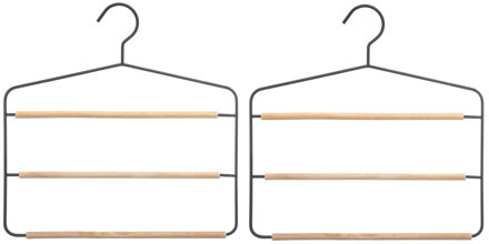 5five Luxe kledinghanger/broekhanger voor 3 broeken - Set van 3x stuks - zwart - 35 x 36 cm - Kledingkast