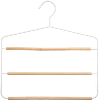 5five Luxe kledinghanger/broekhanger voor 3 broeken - wit - 35 x 36 cm - Kledingkast hangers