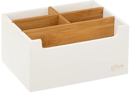 5five Make-up badkamer sorteer organizer - 5 compartimenten bakje - wit - 18 x 14 x 9 cm