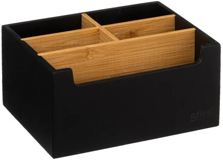 5five Make-up badkamer sorteer organizer - 5 compartimenten bakje - zwart - 18 x 14 x 9 cm