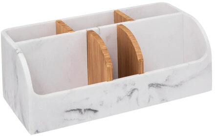 5five Make-up badkamer sorteer organizer - 6 compartimenten bakje - wit - 25 x 12 x 10 cm