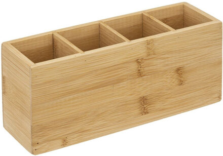 5five Make-up organizer - 22,5 x 7 cm - bamboe 4-vaks - rechthoek