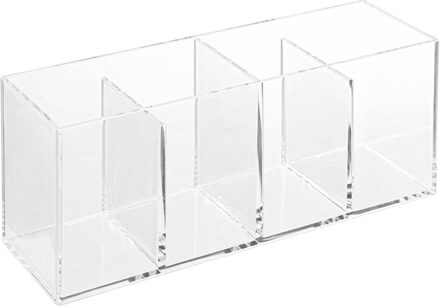 5five Make-up organizer 4 vakken rechthoek 22 x 7 cm van kunststof - Make-up dozen Transparant