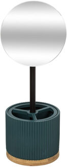 5five Make-up organizer/opberger met spiegel 14 x 14 x 35 cm petrol blauw