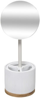 5five Make-up organizer/opberger met spiegel 14 x 14 x 35 cm wit