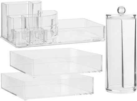 5five Make-up organizer set vakjes 17,5 x 7 en 20 x 5 cm en een wattenschijfjes dispenser