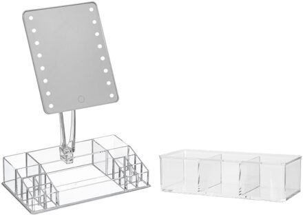 5five Make-up organizer set vakjes 23 x 9,5 x 8,5 cm cm en een LED spiegel en vakjes set - Make-up spiegeltjes