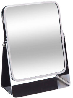 5five Make-up spiegel - 3x zoom - metaal - 7 x 20 cm - zilver - rechthoek - dubbelzijdig