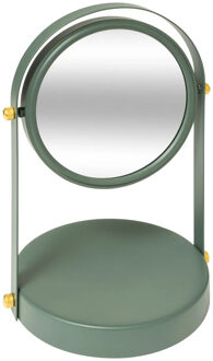 5five Make-up spiegel met standaard - 18 x 26 cm - metaal - ficus groen - badkamer/kaptafel - draaibaar