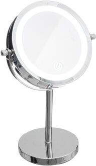 5five Make-up spiegel/scheerspiegel - met LED verlichting - op voet - D18 x H30 cm - Badkamer
