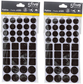 5five Meubel/vloerbeschermers - 2x - 120-delig - bruin - zelfklevend - meubelviltjes