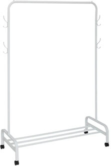 5five Mobiel kledingrek - metaal - wit - met wieltjes - 118 x 45 x 160 cm - hang en leg optie